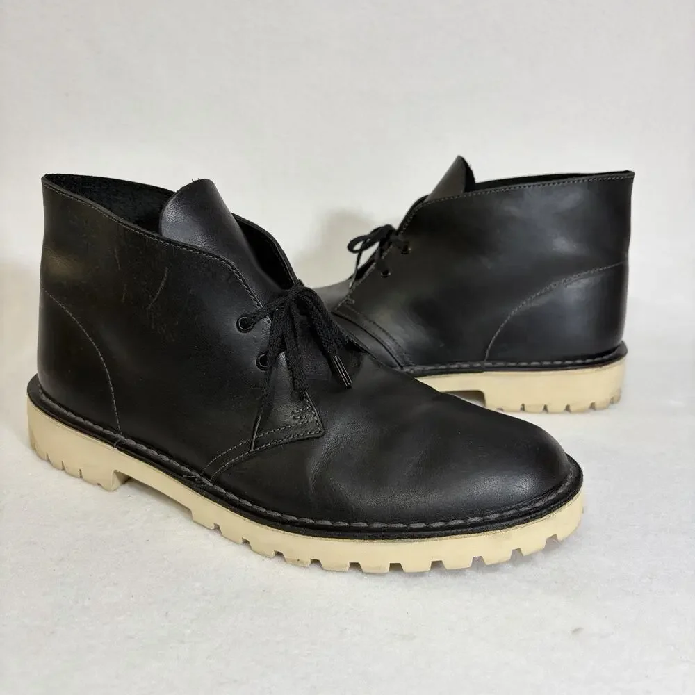 Clarks Chukka Desert Trooper Boots Style 62120 Black Leather Men’s Size 12